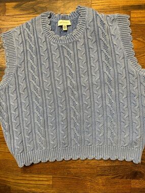 Free Assembly Cable Knit Sleeveless Sweater Vest - Light Baby Blue